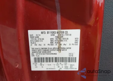 2014 Ford F-150 Stx из США, поврежденный, VIN 1FTFX1EF7EKD56482